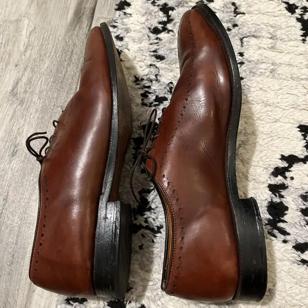 ALLEN EDMONDS HASTINGS CHILI BROWN OXFORD MENS DRESS SHOES SIZE 12C USA GOOD CON